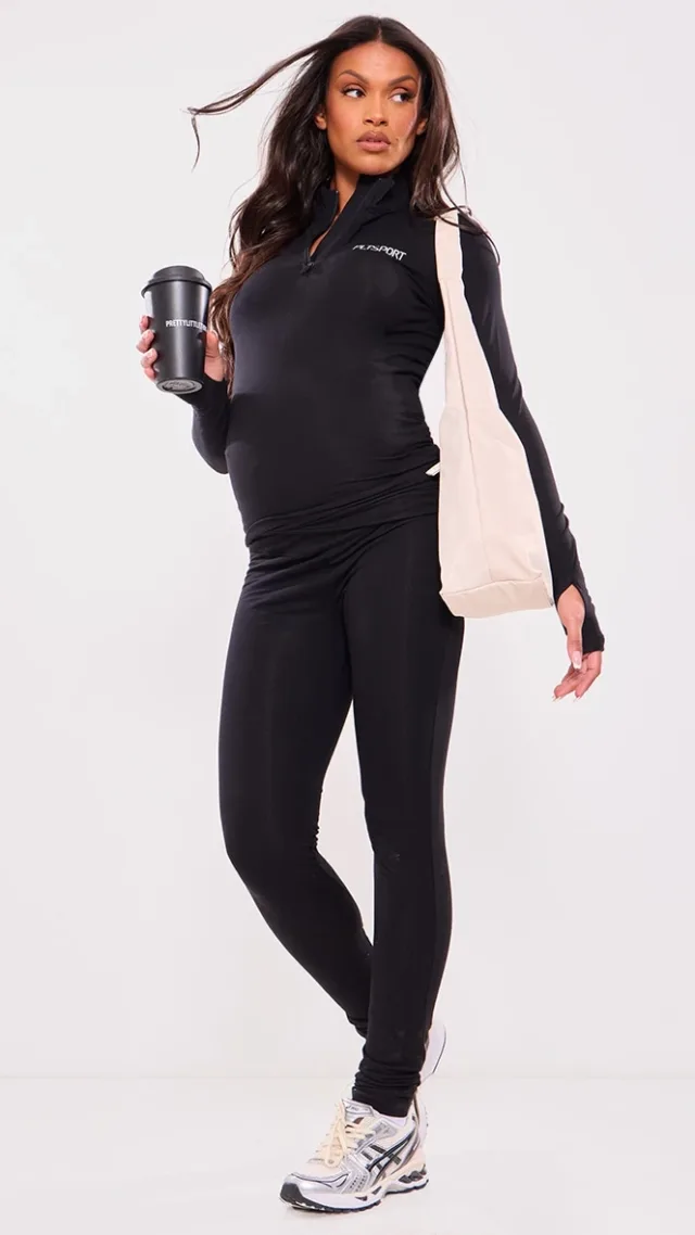 Maternity Black Elasticated Over Bump Leggings