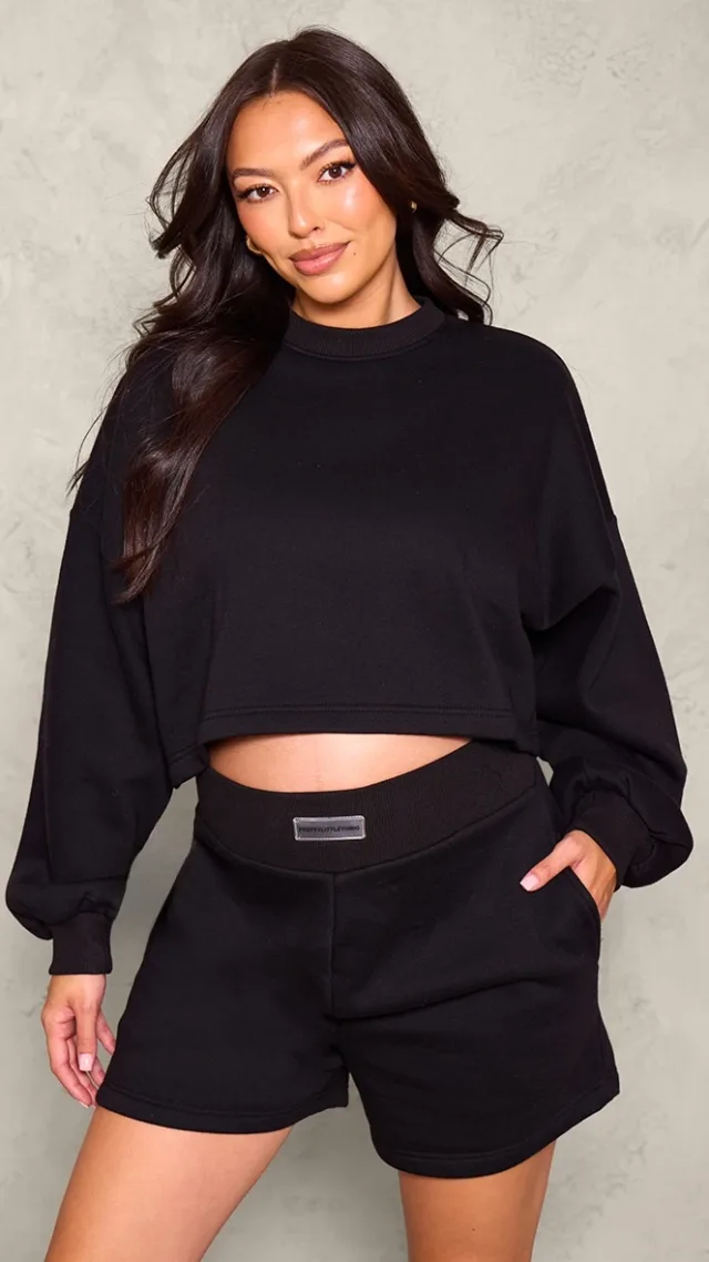 Maternity Black Oversized Elasticated Sweatshirt