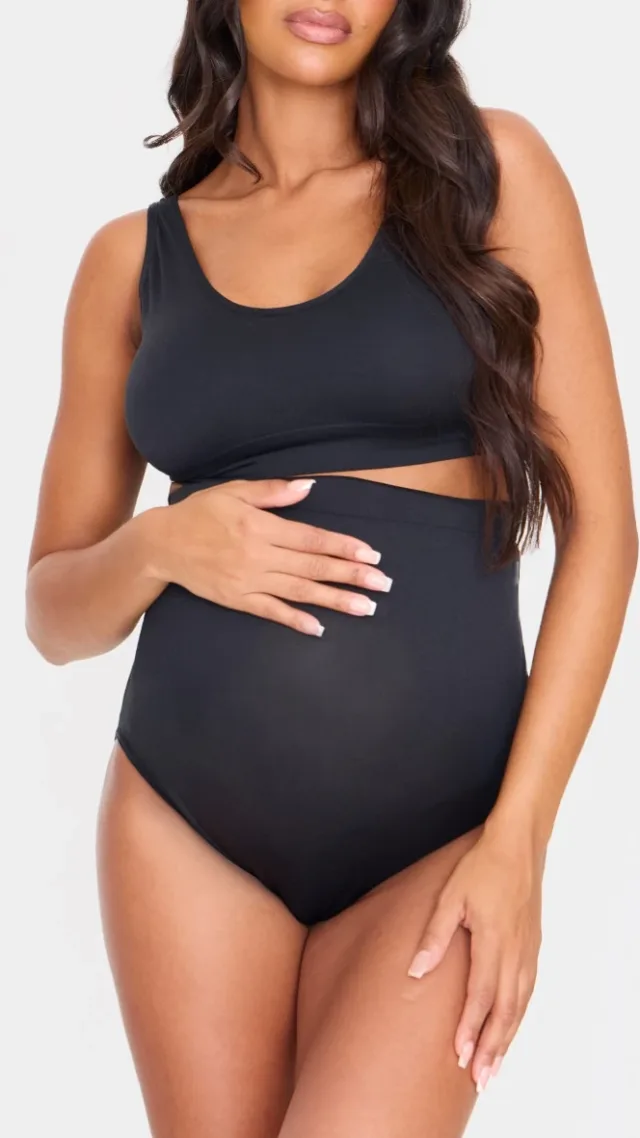 Maternity Black Seamless Elasticated Bump Panties