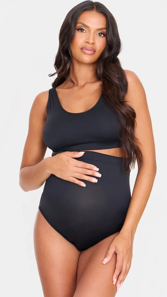 Maternity Black Seamless Scoop Neck Bralette