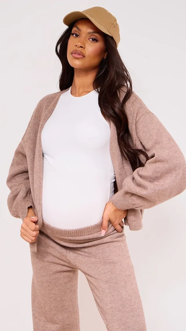 Maternity Brown Knit Cardigan