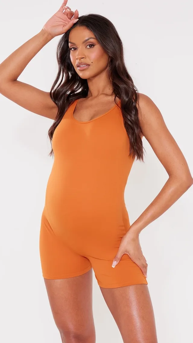 Maternity Burnt Orange Sleeveless Unitard