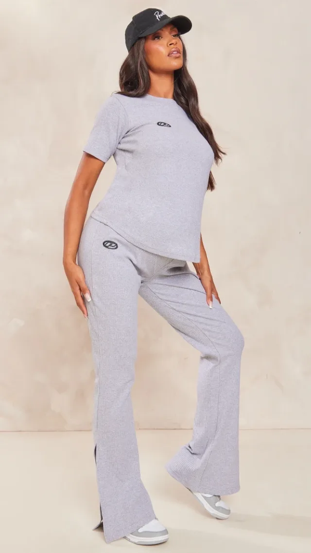 Maternity Grey Logo Detail Split Hem Pants