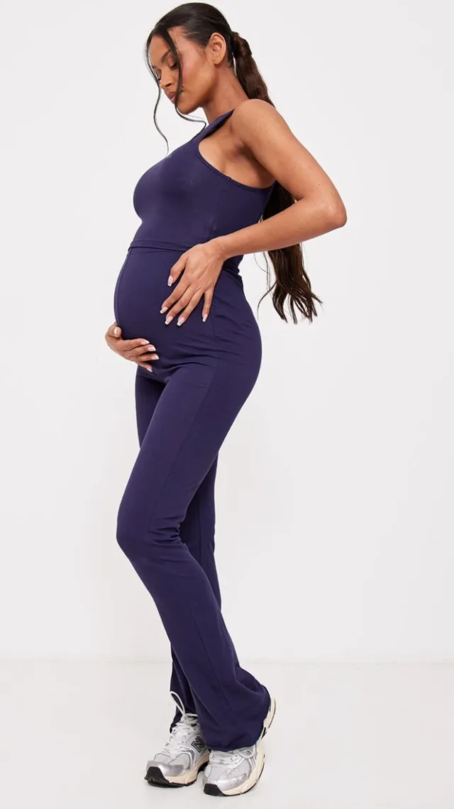 Maternity Navy Hem Flared Pants