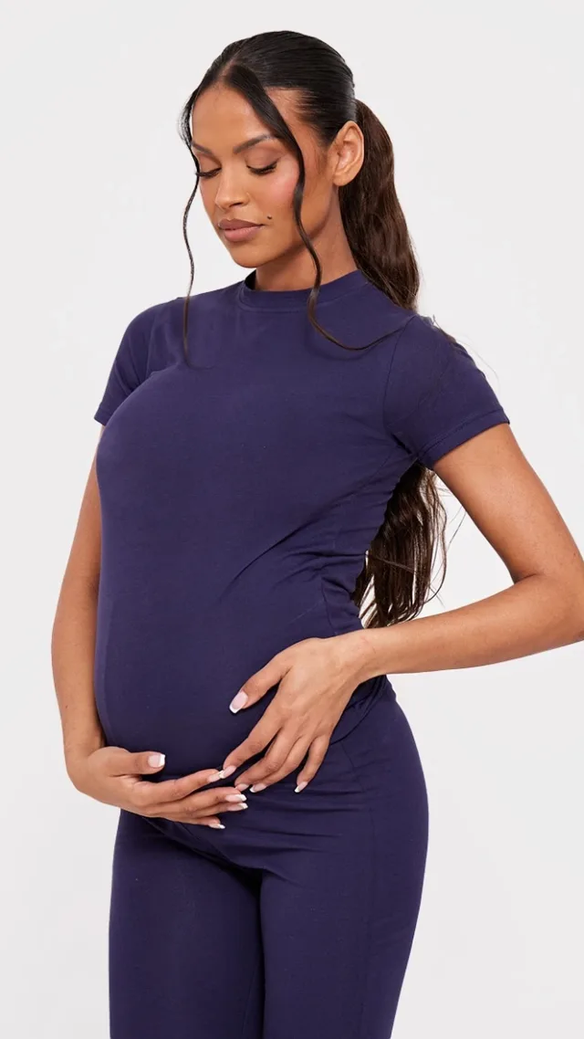 Maternity Navy Short Sleeve Top