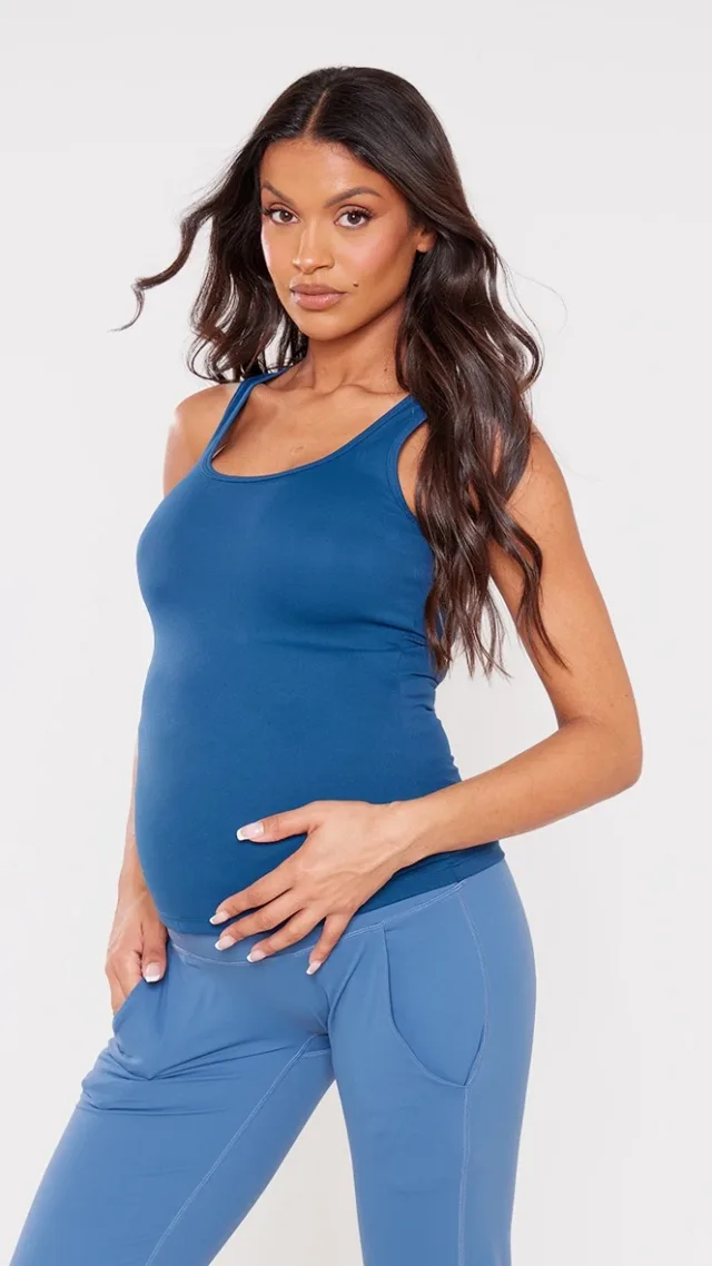 Maternity Navy Snatched Sculpt Scoop Neck Vest