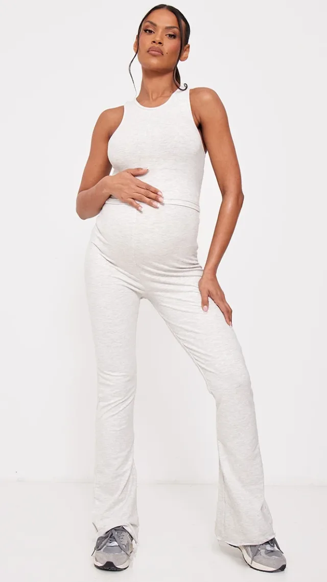 Maternity Oatmeal Marl Hem Flared Pants