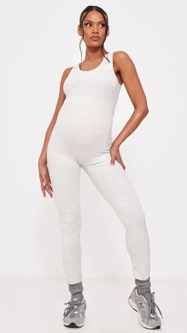 Maternity Oatmeal Marl Scoop Neck Sleeveless Jumpsuit