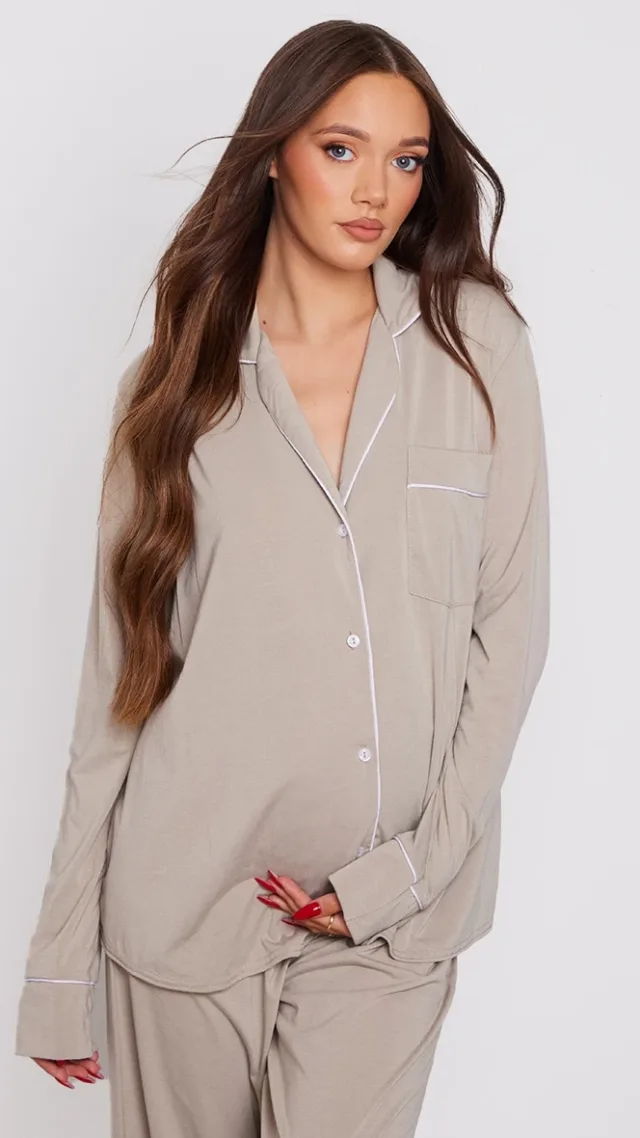 Maternity Sand Mama Long Sleeved Pj Top