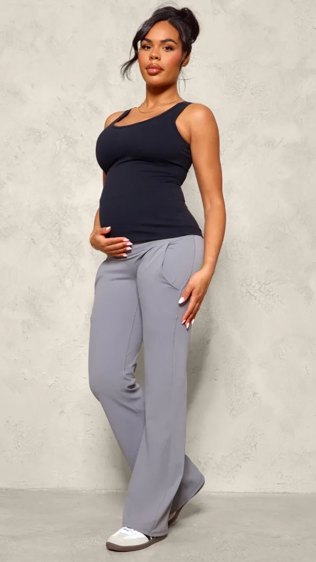 Maternity Slate Grey Pocket Flared Leggings