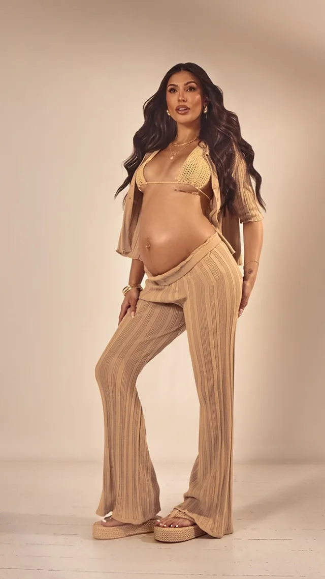 Maternity Stone Knit Wide Leg Pants