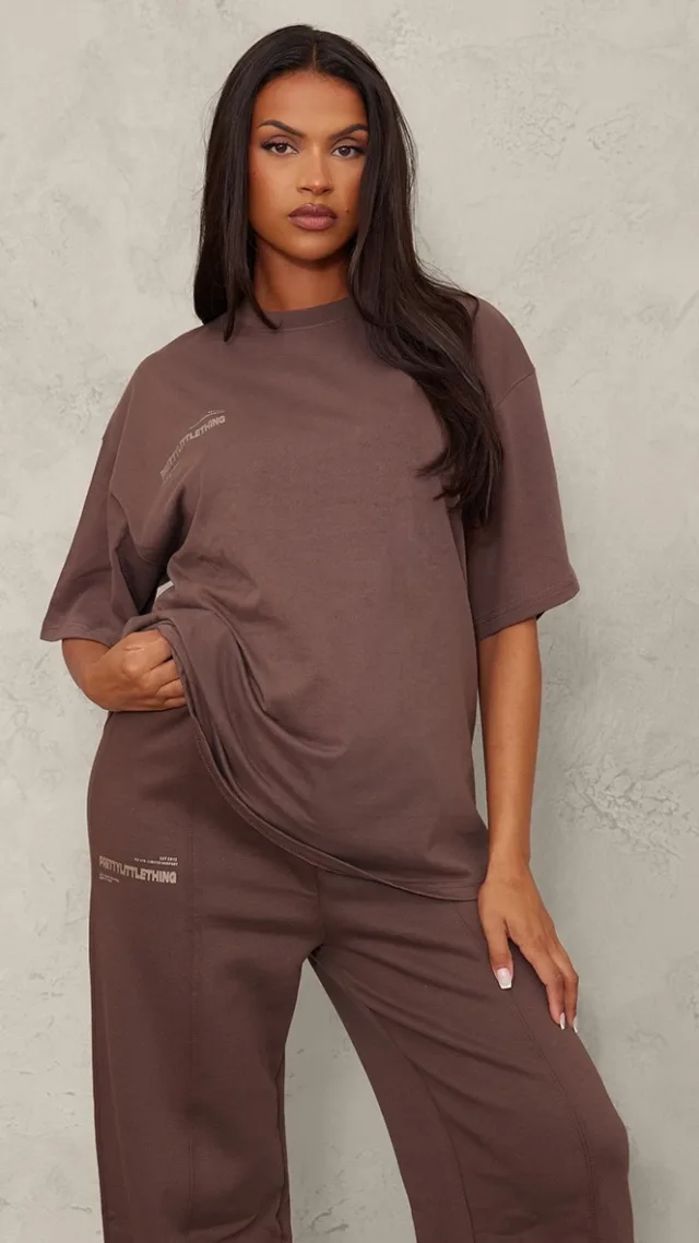 Prettylittlething Maternity Chocolate Logo Oversized T-Shirt