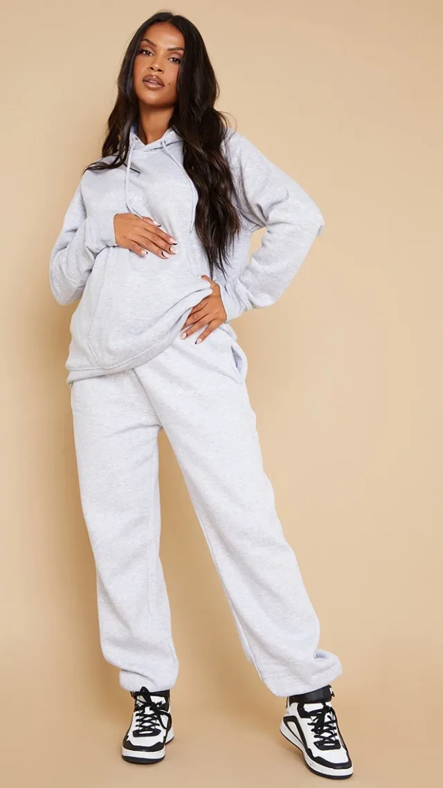 Prettylittlething Maternity Grey Embroidered Sweatpants