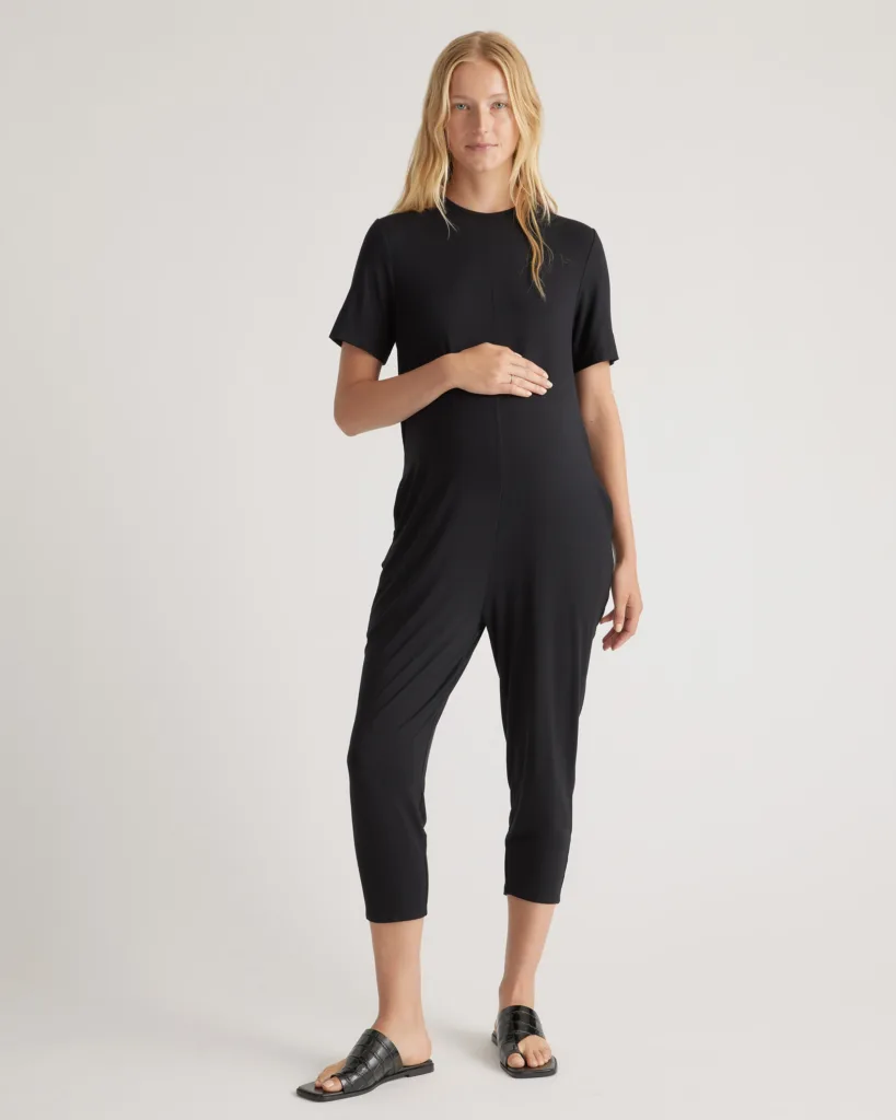 Black Bamboo Jersey Maternity Everyday Jumpsuit