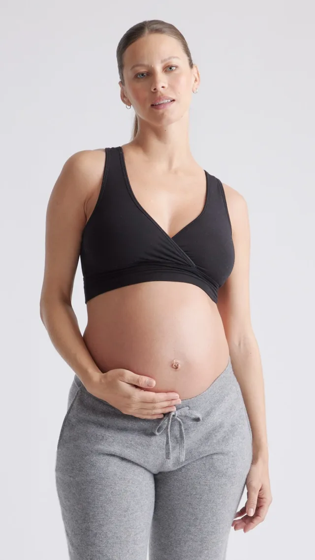 Black French Terry Modal Maternity & Nursing Sleep Bra 2-Pack