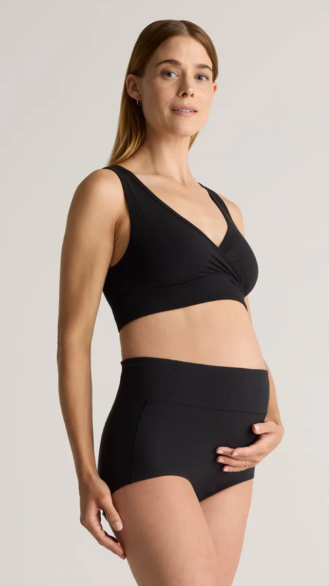 Black Micromodal Crossover Maternity & Postpartum Bralette (2-Pack)