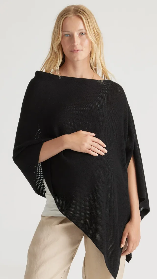 Black - One Size Lightweight Cotton Cashmere Nursing Shawl