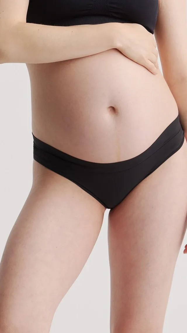 Black Second Skin Maternity & Postpartum Thong (6-Pack)