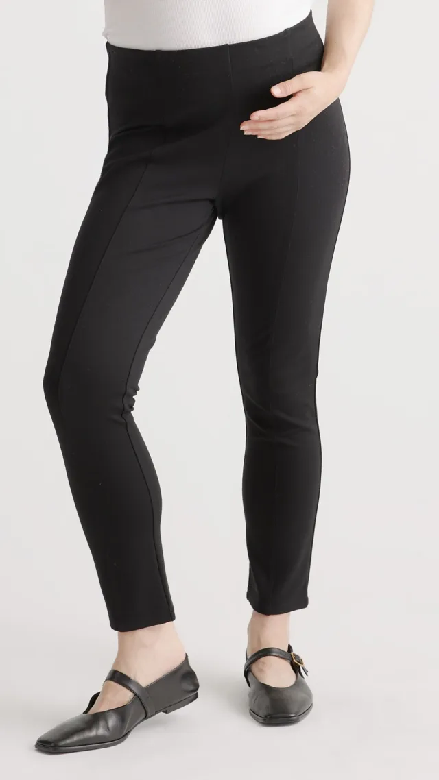 Black Ultra-Stretch Ponte Maternity Ankle Pants