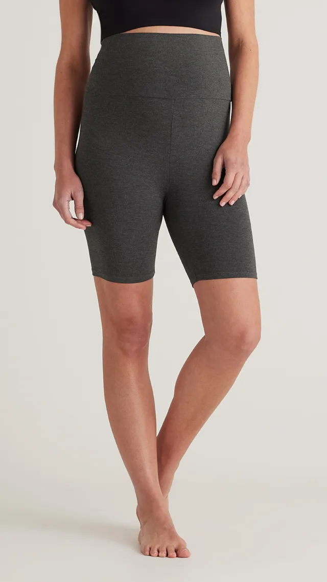 Charcoal Heather Bamboo Jersey Maternity Bike Short