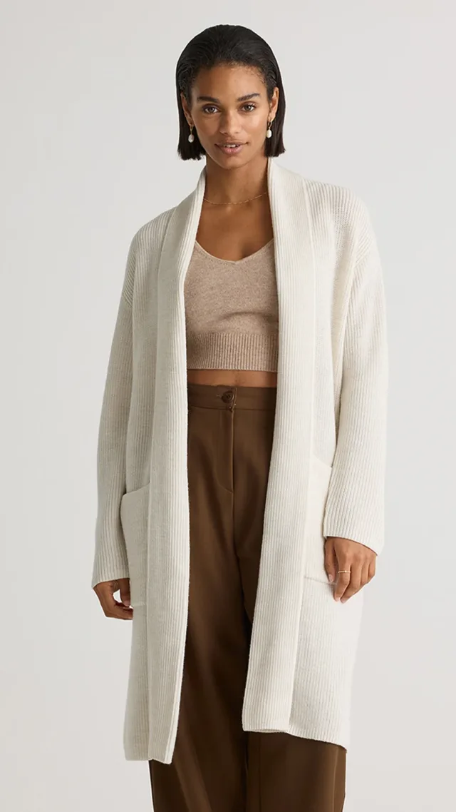 Heather Bone Australian Merino Wool Duster Cardigan