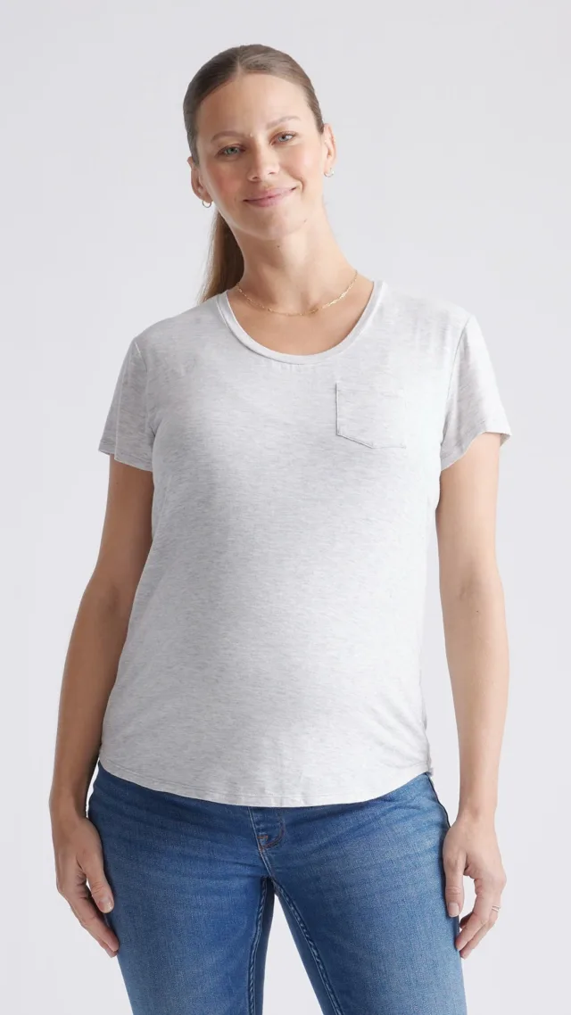 Heather Grey/Charcoal Modal Jersey Maternity & Nursing Tee 2-Pack