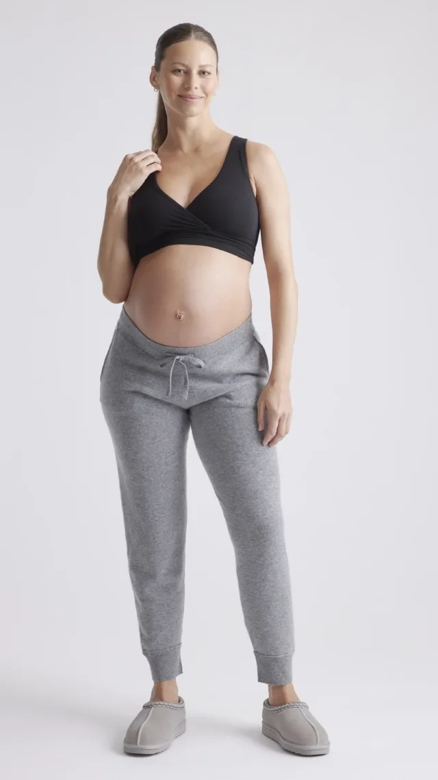 Heather Grey Mongolian Cashmere Maternity Joggers