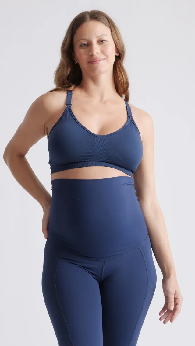 Navy Seamless Low Impact Maternity & Nursing Sports Bra