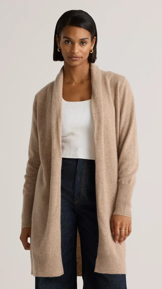 Oatmeal Mongolian Cashmere Duster Cardigan Sweater