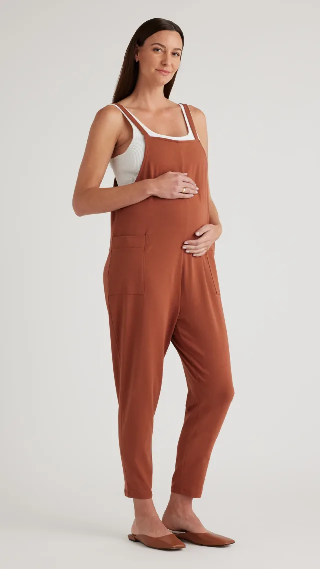 Rust Organic Cotton Maternity Overalls