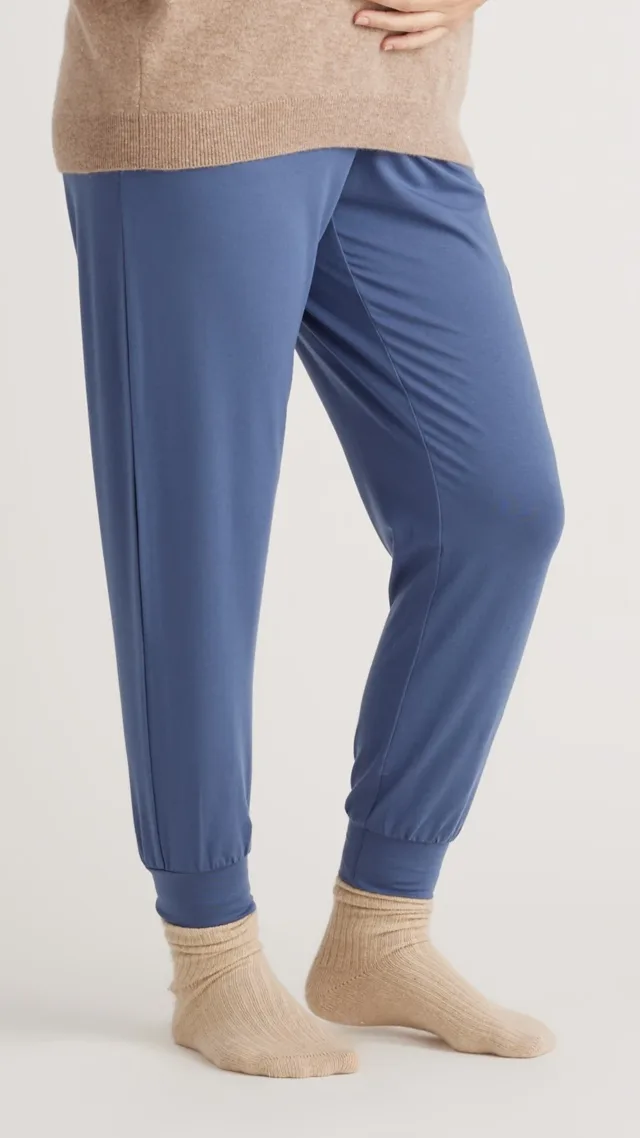 Slate Blue Tencel Jersey Maternity Under Belly Lounge Joggers