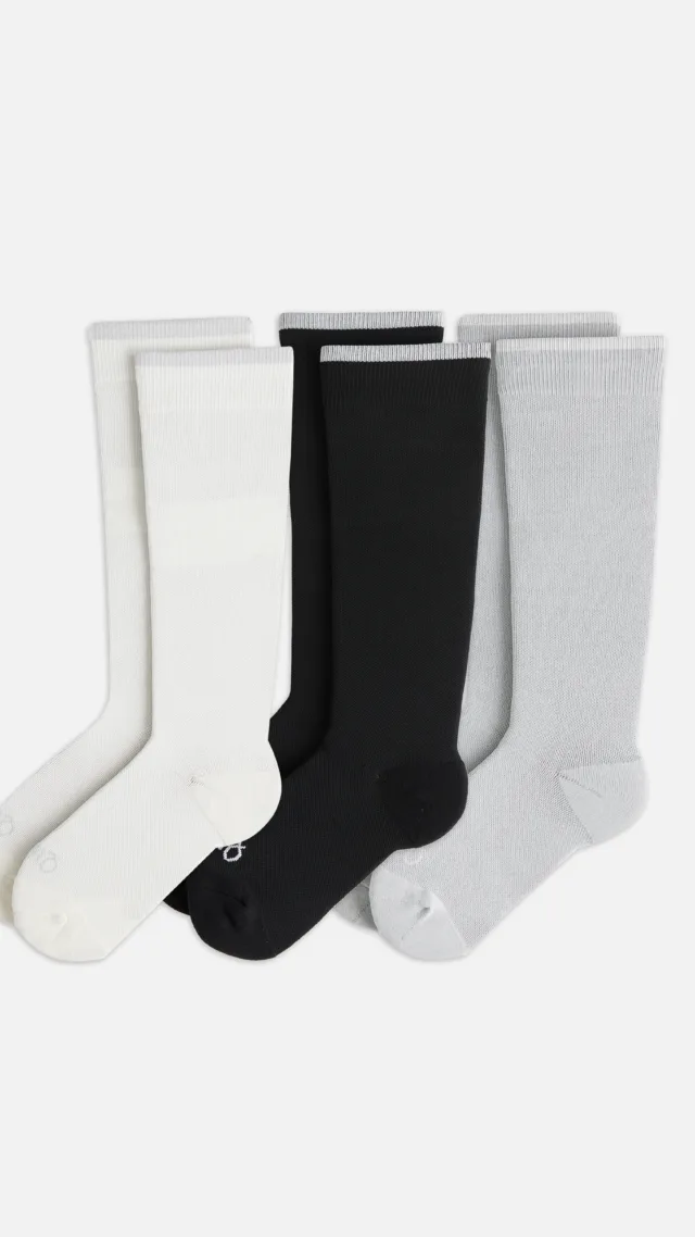 White/Black/Grey Recycled Maternity Compression Socks 3-Pack