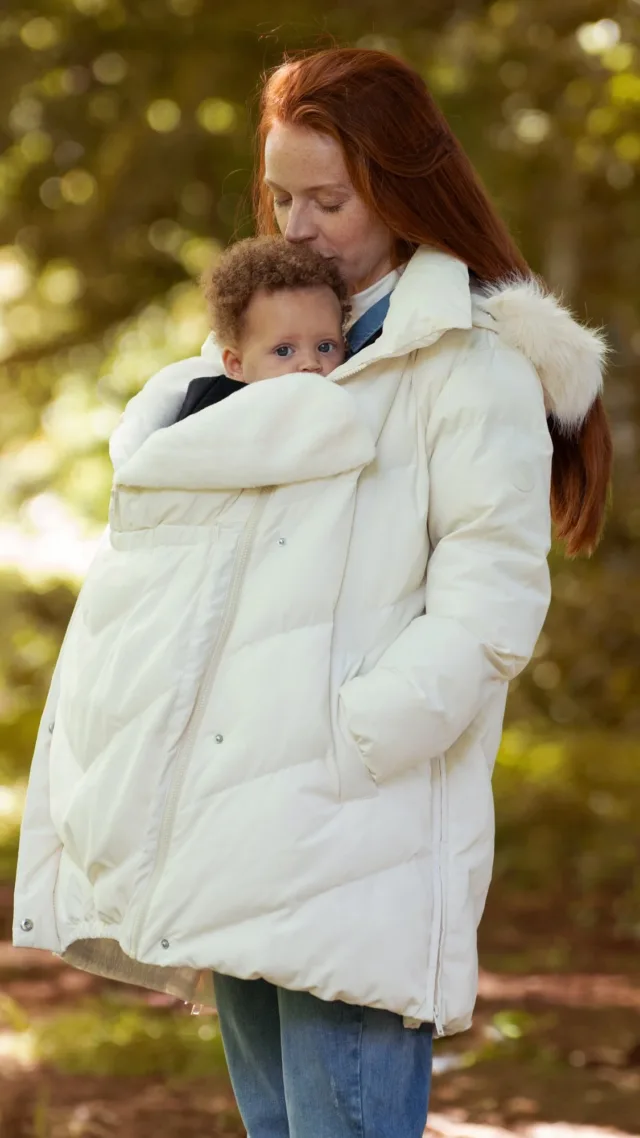 Adora | White Maternity & Babywearing Puffer Coat