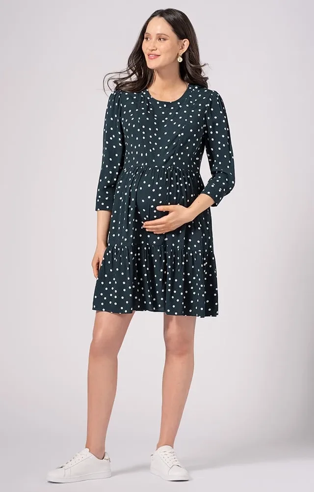 Alex | Green Polka Dot Maternity & Nursing Dress