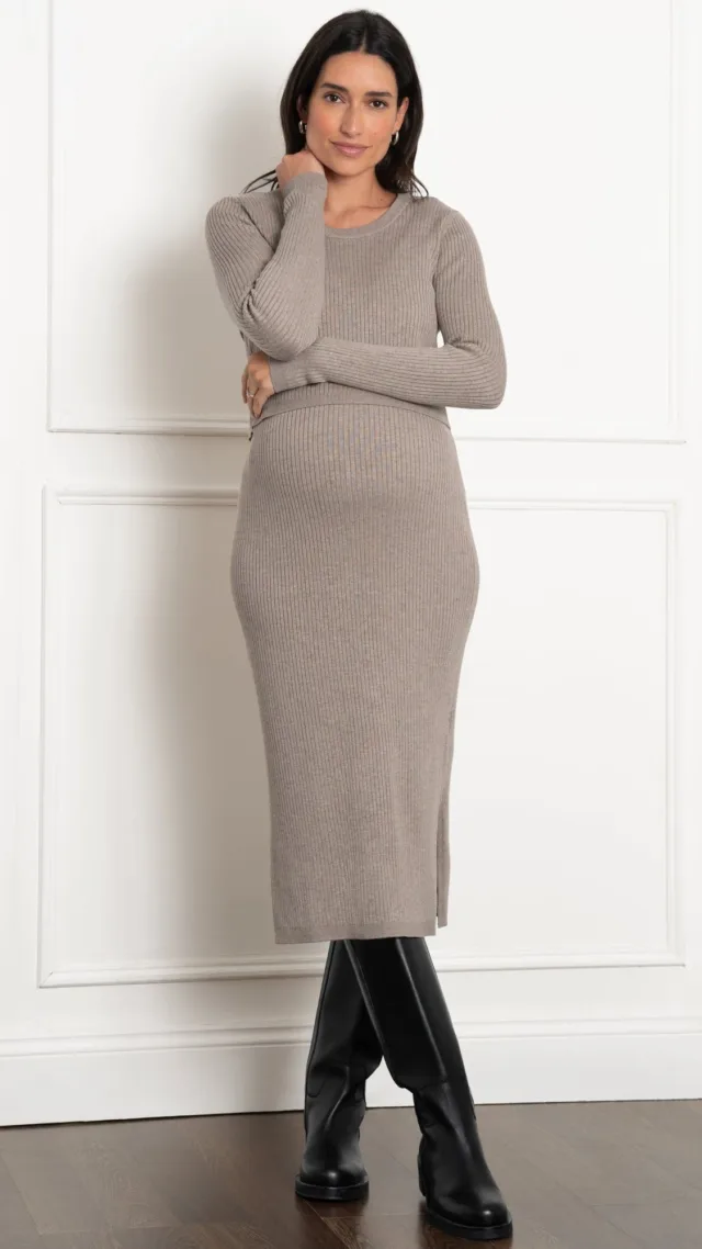 Amaya | Layered Knitted Maternity & Nursing Dress