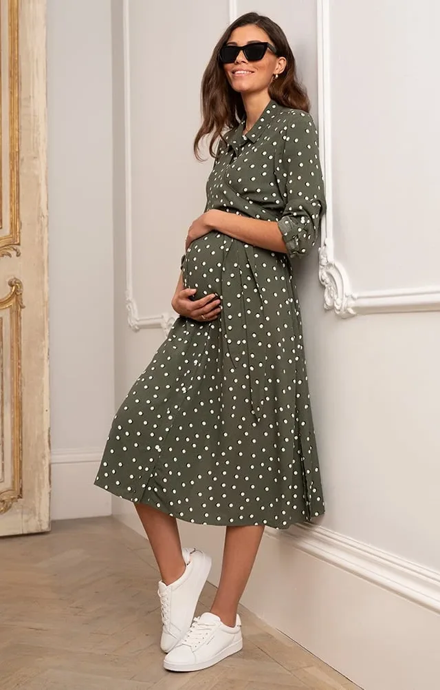 Bless | Polka Dot Maternity & Nursing Shirt Dress