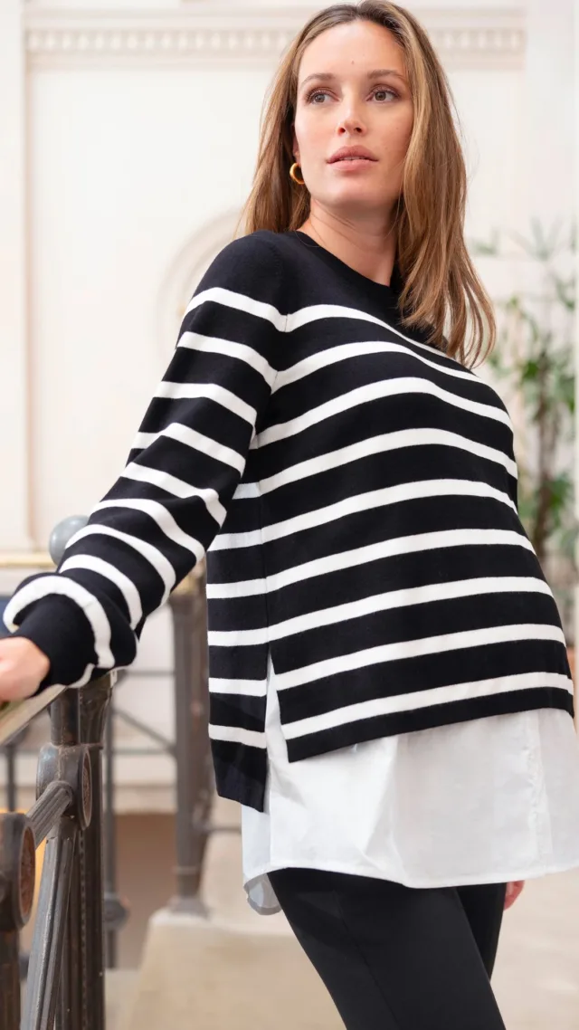 Britta | Layered Striped Maternity & Nursing Sweater