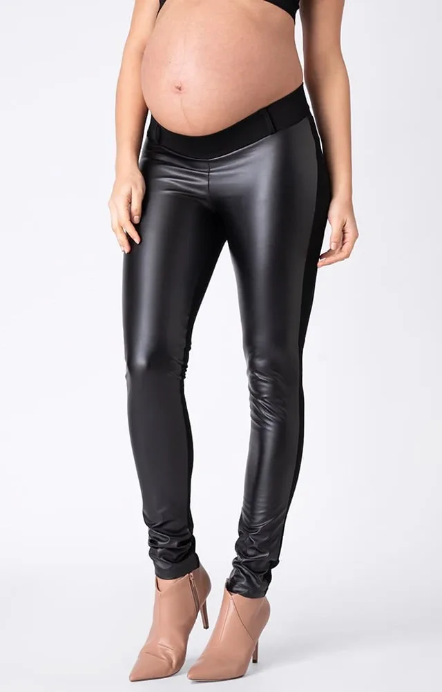 Cici | Faux Leather Panel Maternity Leggings