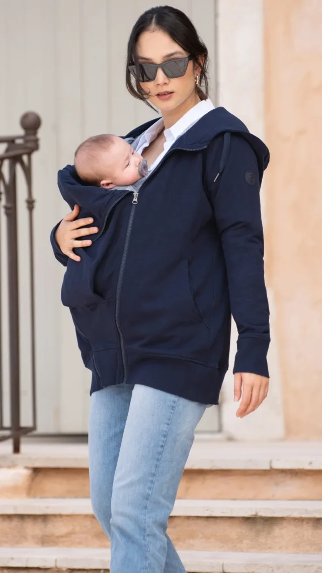 Connor | Dark Blue 3 In 1 Maternity Hoodie