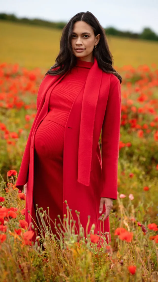 Dell | Double-Breasted Wool Maternity Coat With Tie