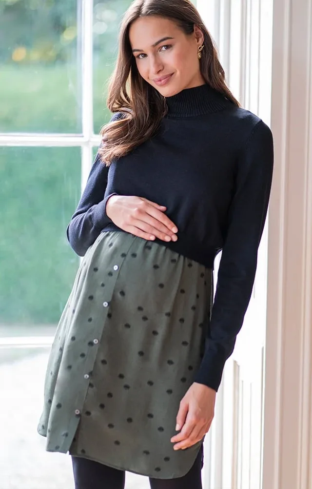 Esme | Khaki Polka Dot Maternity & Nursing Dress