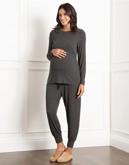 Eyva | Long Sleeve Ribbed Maternity & Nursing Pyjama Set