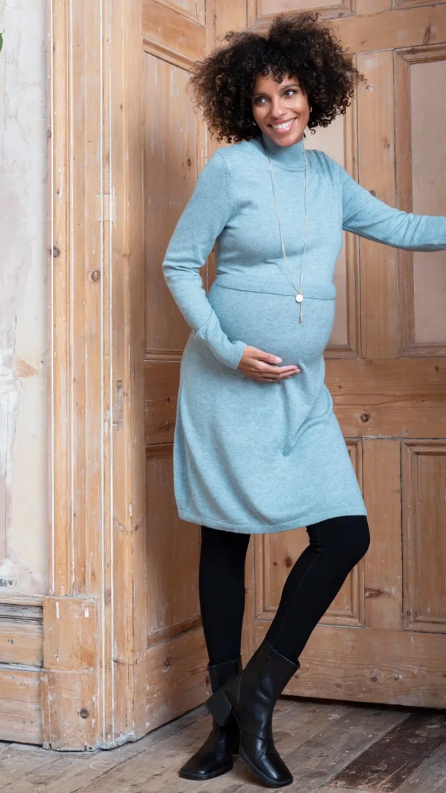 Freya | Sage Wool Blend Maternity & Nursing Sweater Dress