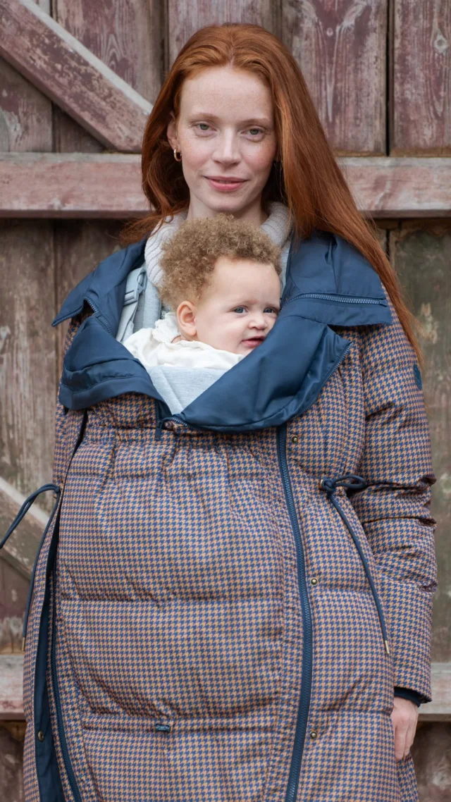 Keeri | Houndstooth Puffer Maternity Coat