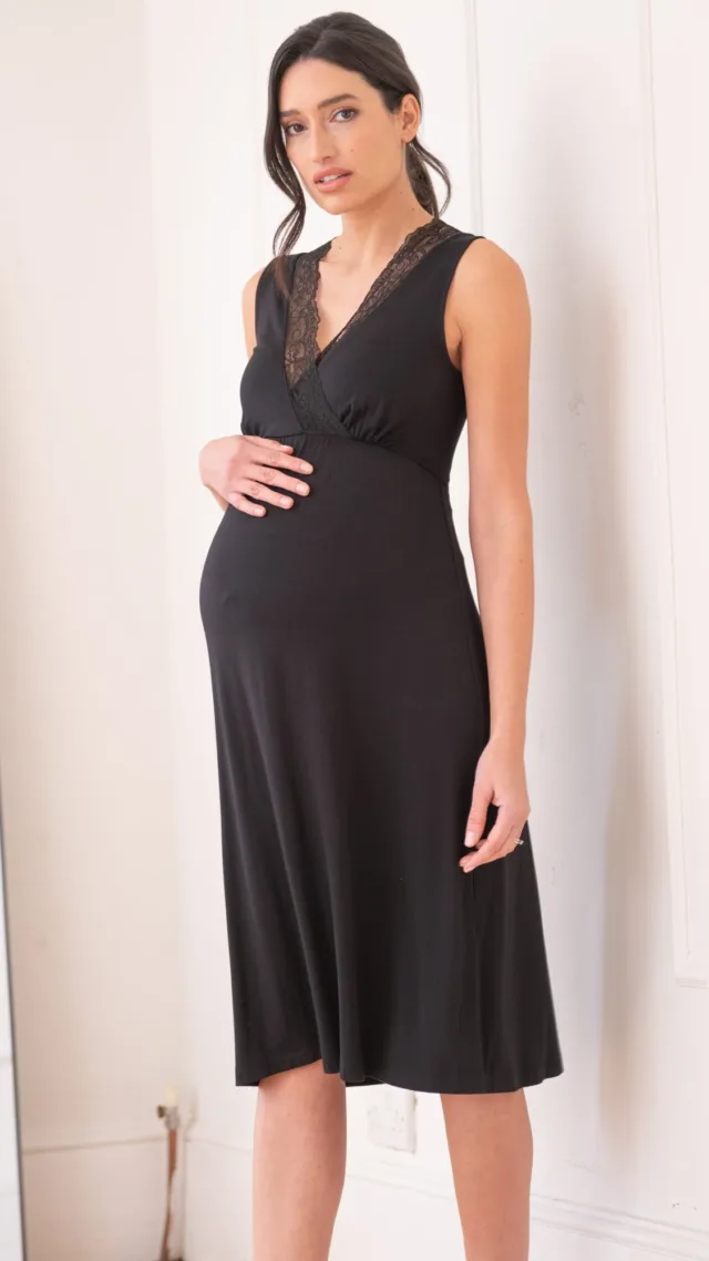 Kylee | Lace Trim Crossover Maternity-To-Nursing Nightie