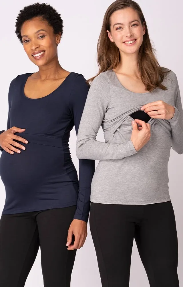 Laina | Twin Pack Maternity & Nursing Tops – Navy & Grey