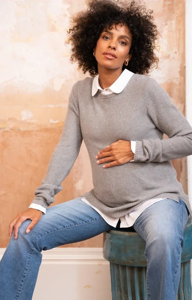 Marianne | Mock Shirt Cotton Mix Maternity & Nursing Sweater