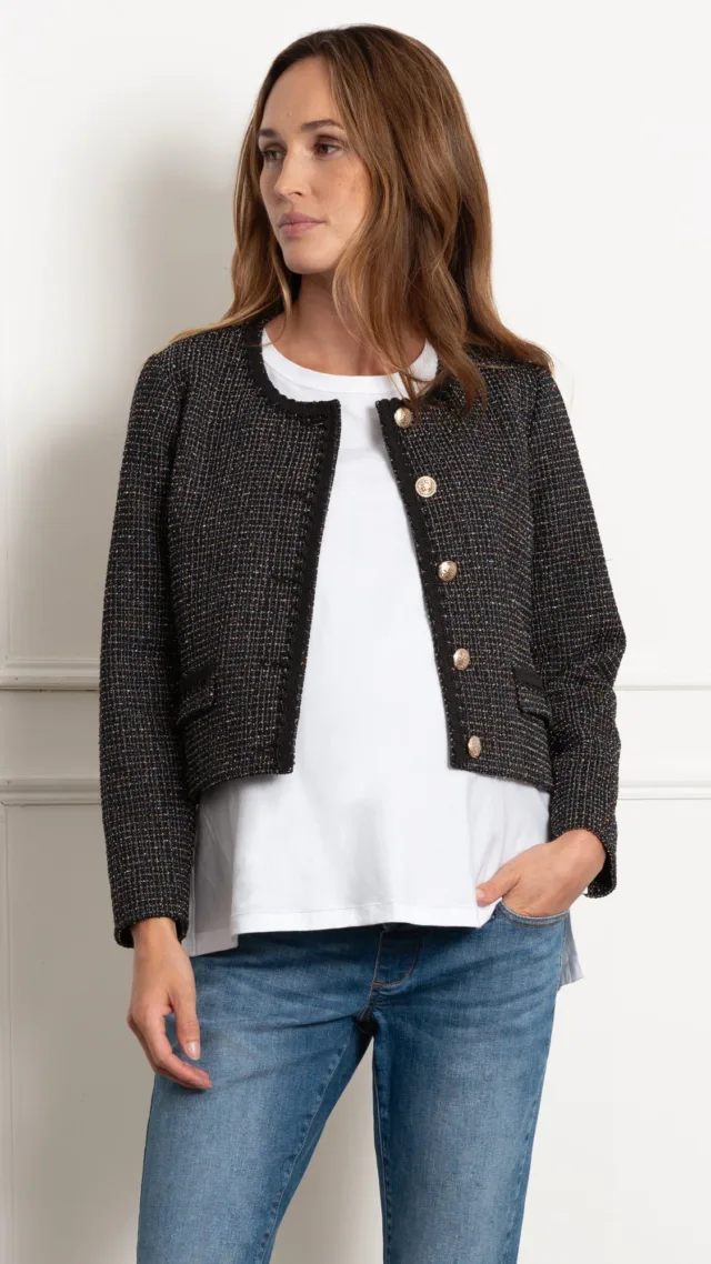 Marisol | Black Stretch Tweed Maternity Jacket