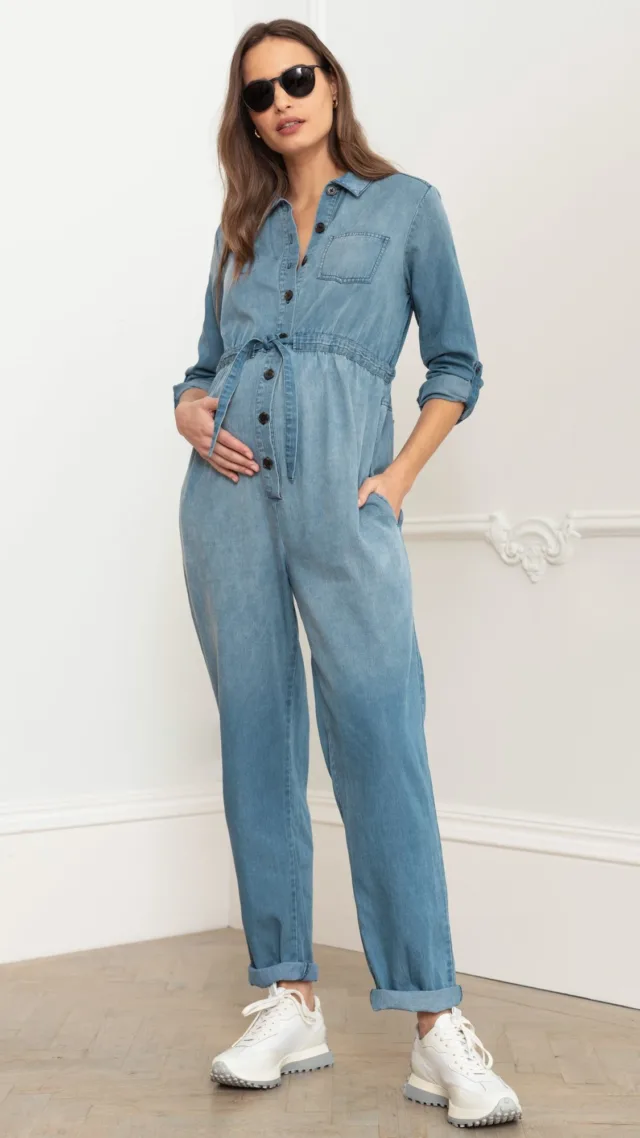 Pearl | Tencel Denim Maternity Jumpsuit