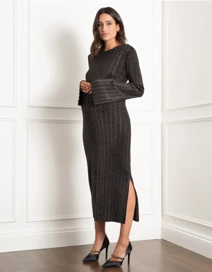 Quentin | Metallic Thread Knit Maternity Dress